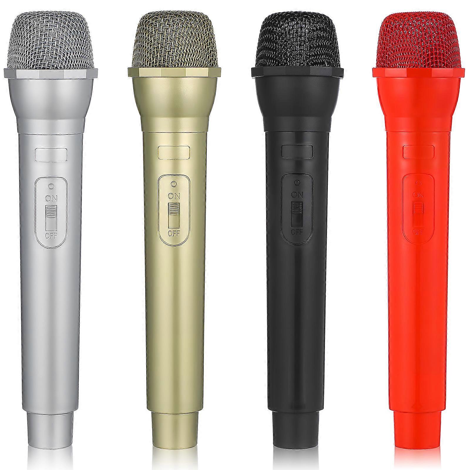 Children Microphone Fake Plastic Microphone Prop for Speech Practice 4Pcs
