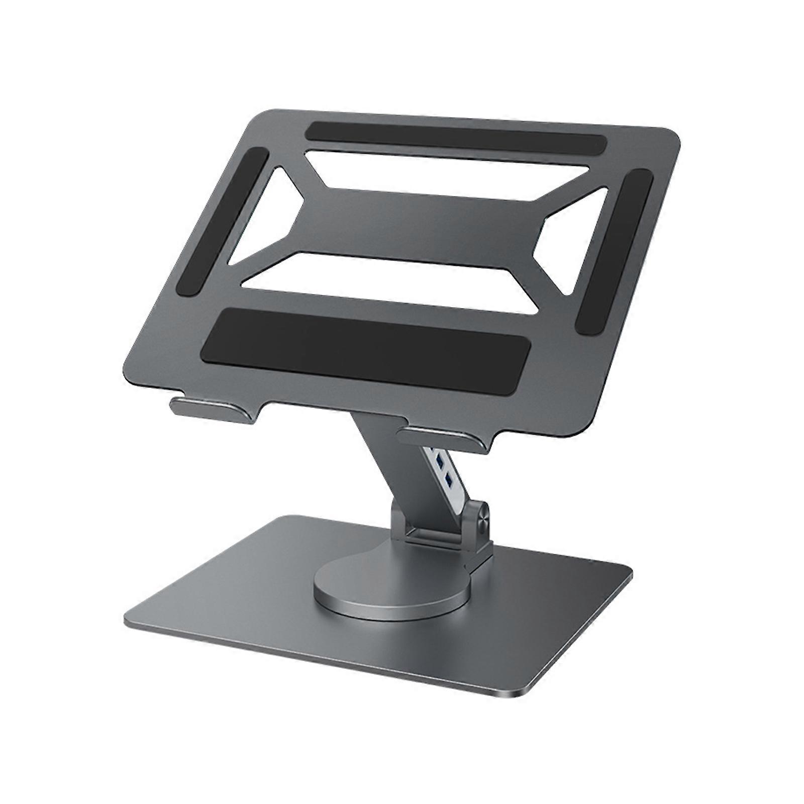 Ergonomic Rotating Laptop Stand Foldable Aluminum Structure Built In Expansion Hub Adjustable Height Portable Design For Notebook Tablets PC