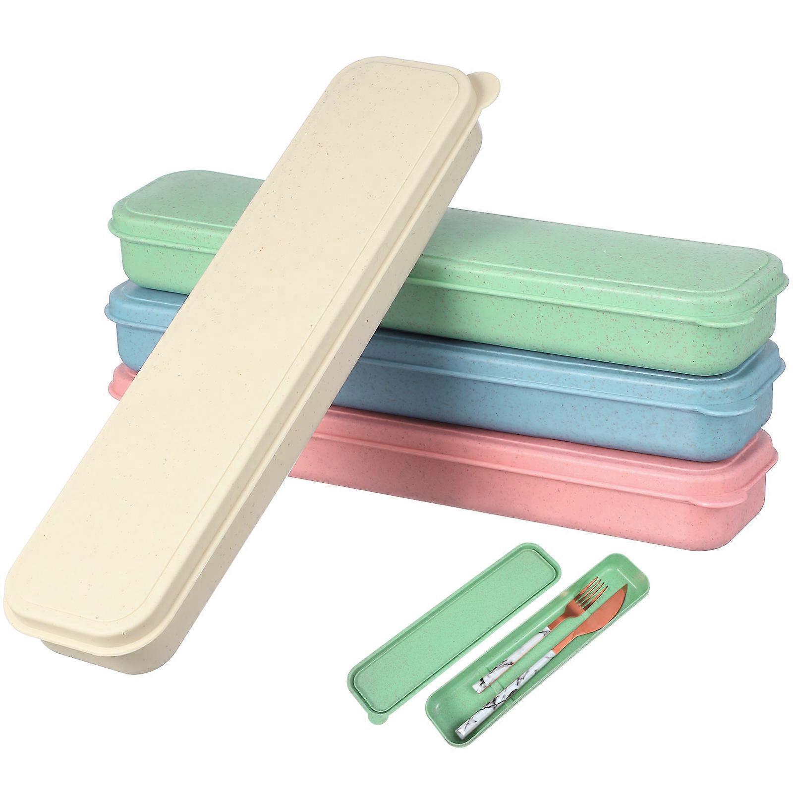 4pcs Travel Utensils Cutlery Case Portable Tableware Storage Box Flatware Boxes