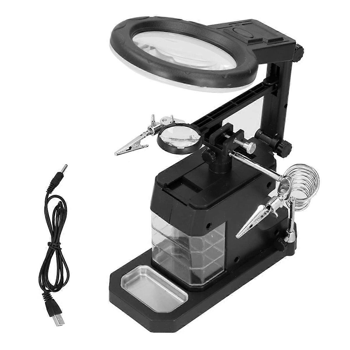 LED Helping Hands Soldering Iron Stand with 2.5X 4X 16X Magnifier with Clip Magnifier Magnifying Gla