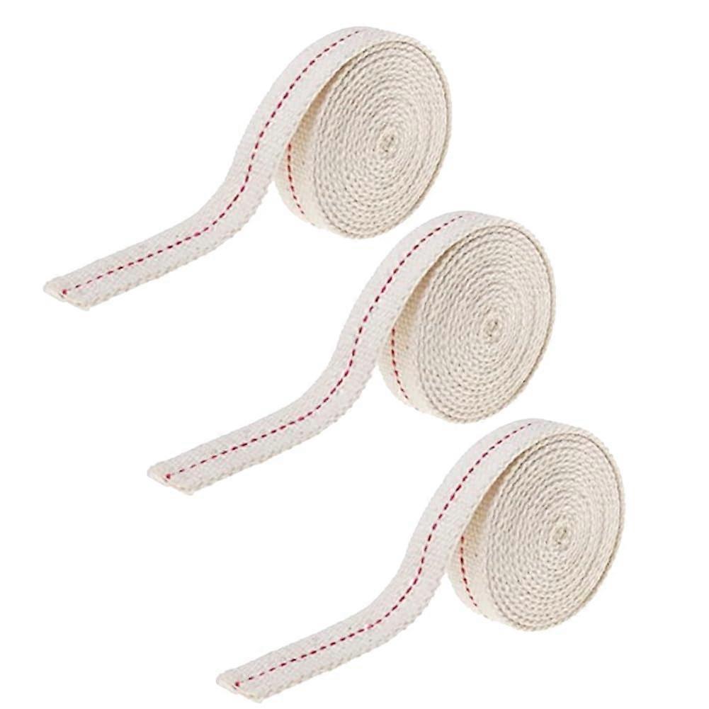 Oil Lamp Wick 100% Cotton Core, 2 Cm Wide, 39.3 Ft Total Length, 3 Rolls, Can Be Cut, Retro Style Lamp Wick