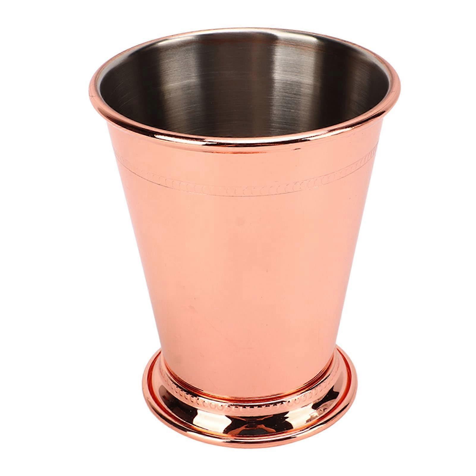 Rose Gold Mint Julep Cups Set of 2, Elegant Retro Stainless Steel Drinkware with Wide Base