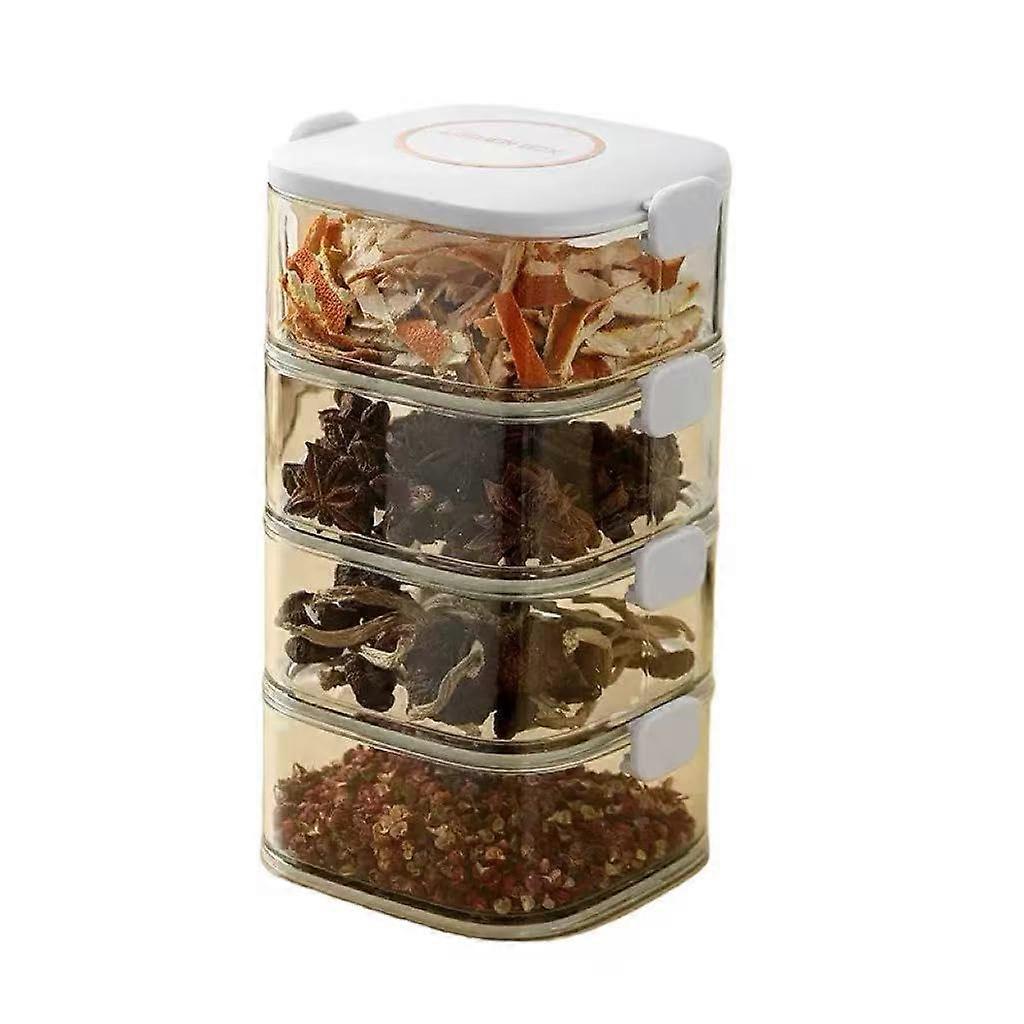 Spice Storage Containers with Airtight MultiTier Stackable Design for Kitchen Herbs and Seasonings White 4Tier