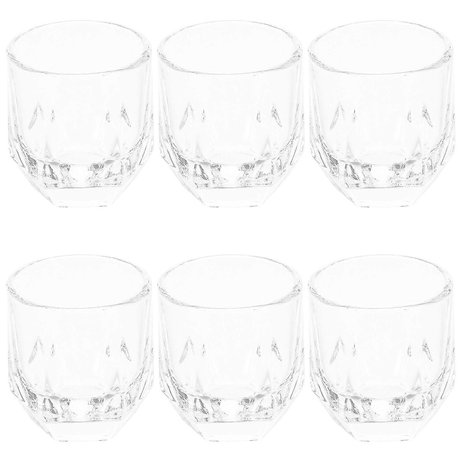 6Pcs Transparent Hexagon Whiskey Glasses for Cocktail Beverage Drinking