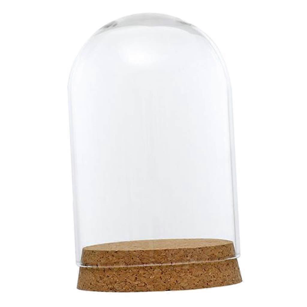 Glass Cloche Dome with Heart Handle and Wooden Base for Home Decor Display 8x12cm