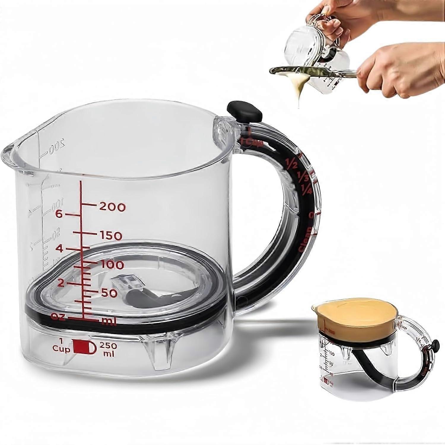 Adjustable Measuring Cup 4in1 with Scraper Base for Baking and Cooking, Dry and Liquid Use