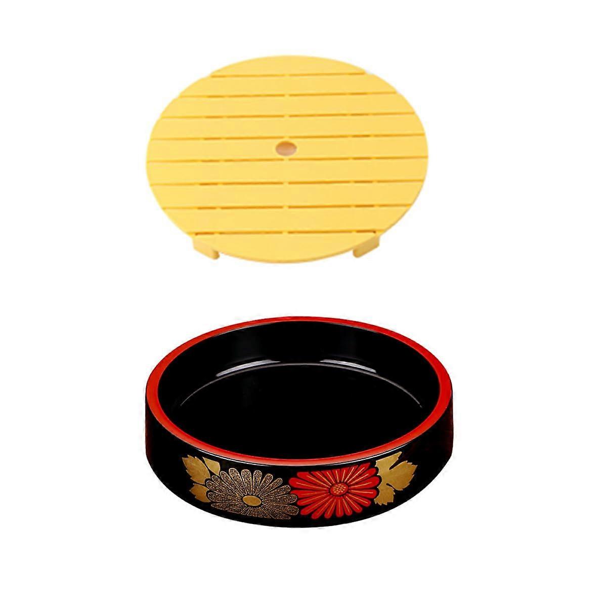 Japanese Sushi and Sashimi Serving Platter ABS Plastic Round Plate for Elegant Seafood Presentation