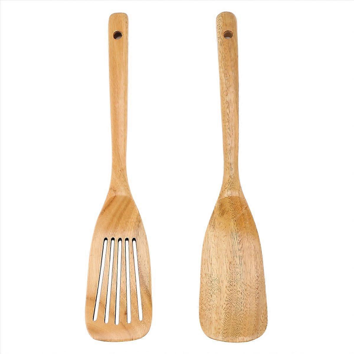2 PCS Wooden Spoons and Spatula for Cooking, Sleek, Cookware for Home
