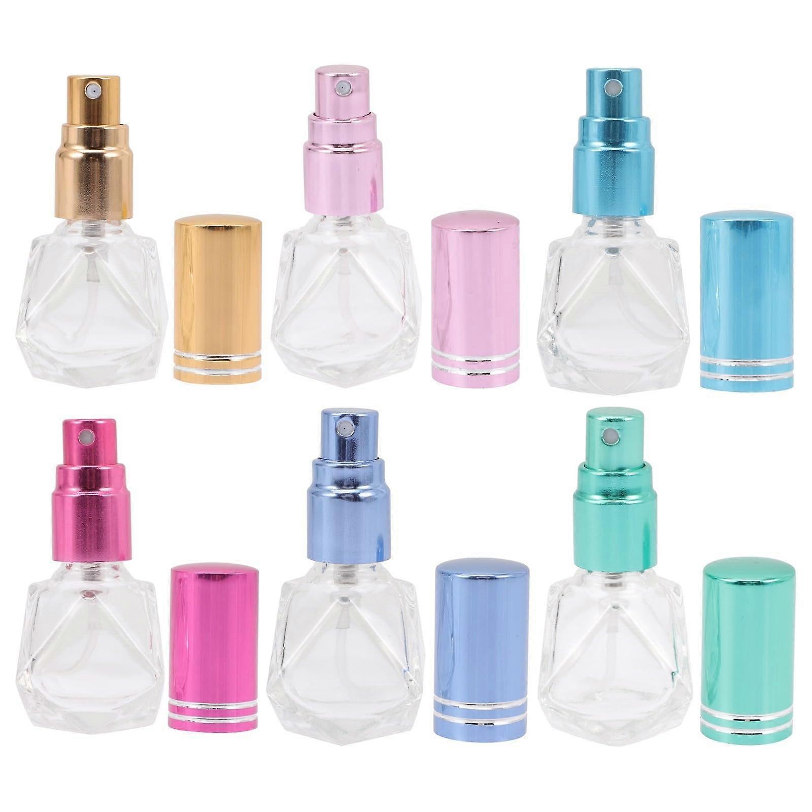 6pcs Refillable Travel Perfume Atomizer Bottles Glass Fine Mist Spray Compact Lightweight Gift Set