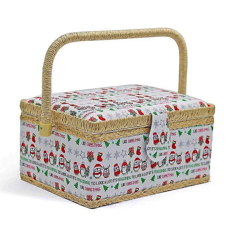 Country Rose Sewing Kit Large Storage Case with Crochet Hooks, Scissors, and Practical Mending Basket
