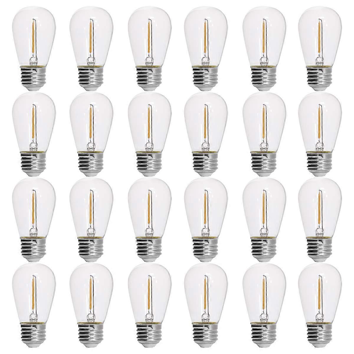 S14 LED Outdoor String Light Bulbs, E26 E27 Base Vintage Clear Glass, Warm Soft White, 24Pack
