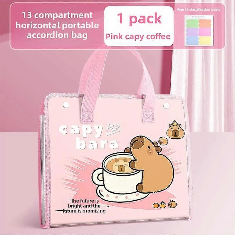 Capibara Series 13 Layer Accordion Bag Large Capacity Multi-Function Exam Paper Storage Bag Student Textbook File Bag