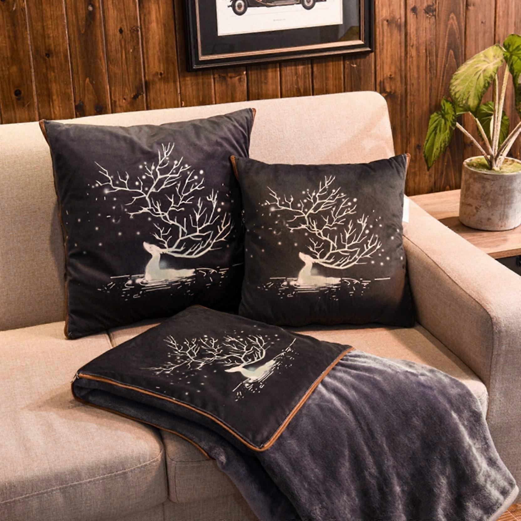 Convertible Cushion Blanket with Zippered Hidden Throw, Breathable Linen, 2 Sizes for Home and Travel