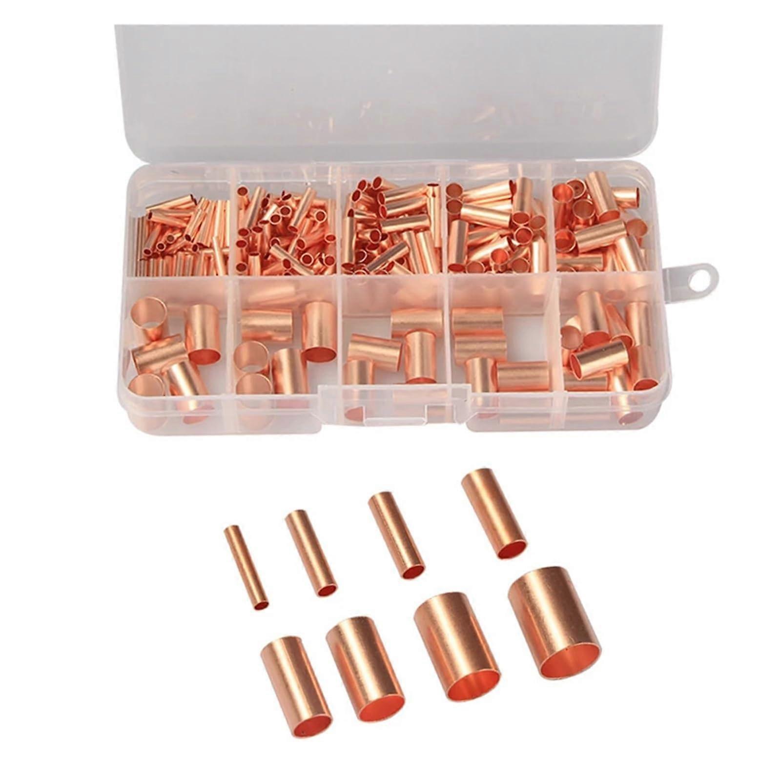 230Pcs Copper Connecting Pipe Wire Joint Cold Pressed Small Copper Tube Direct Connection Pressure Pipe Intermediate Joint