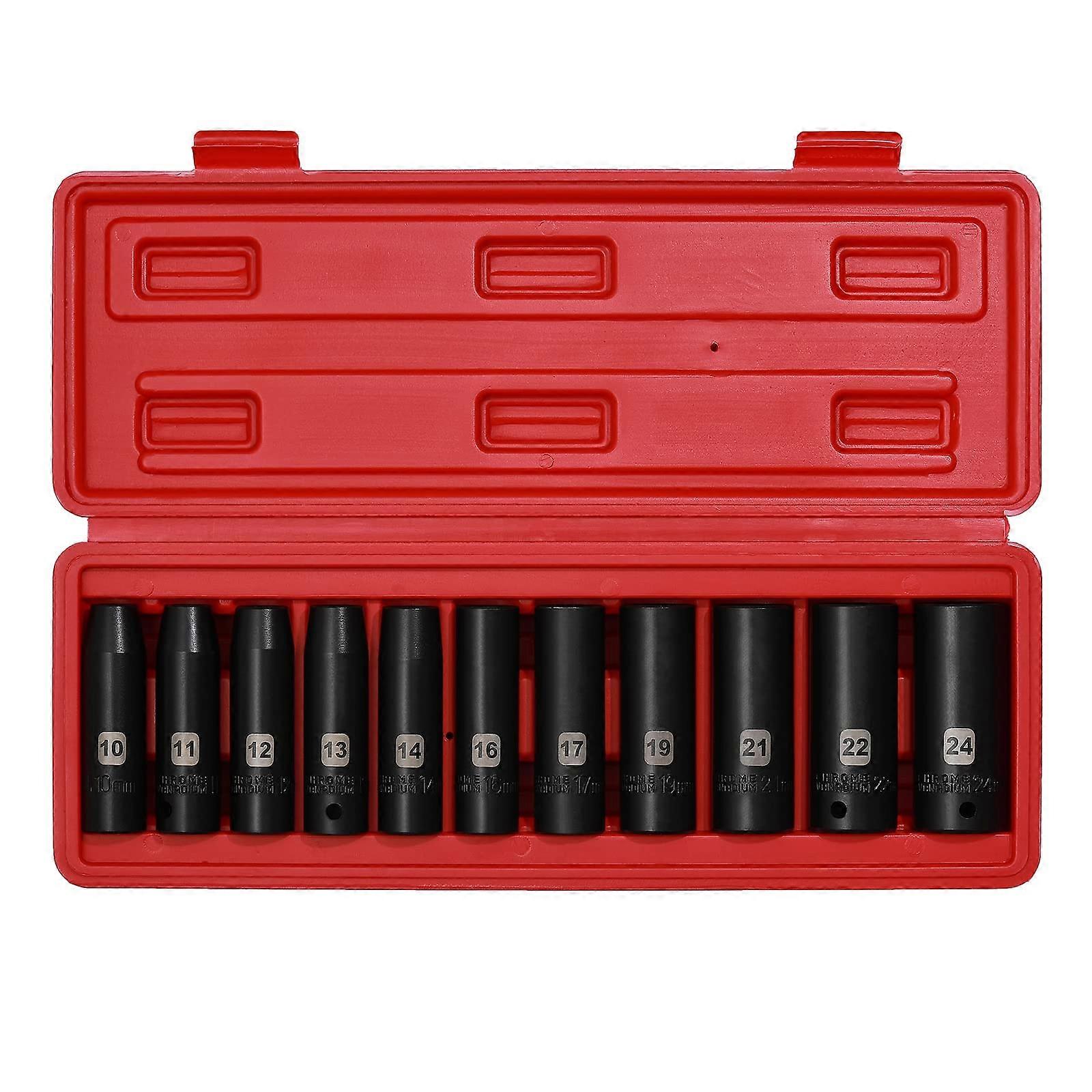 1/2 Inch Drive Metric Impact Socket Set CRV 6 Point Deep Sockets 11pcs 1024mm  Torque
