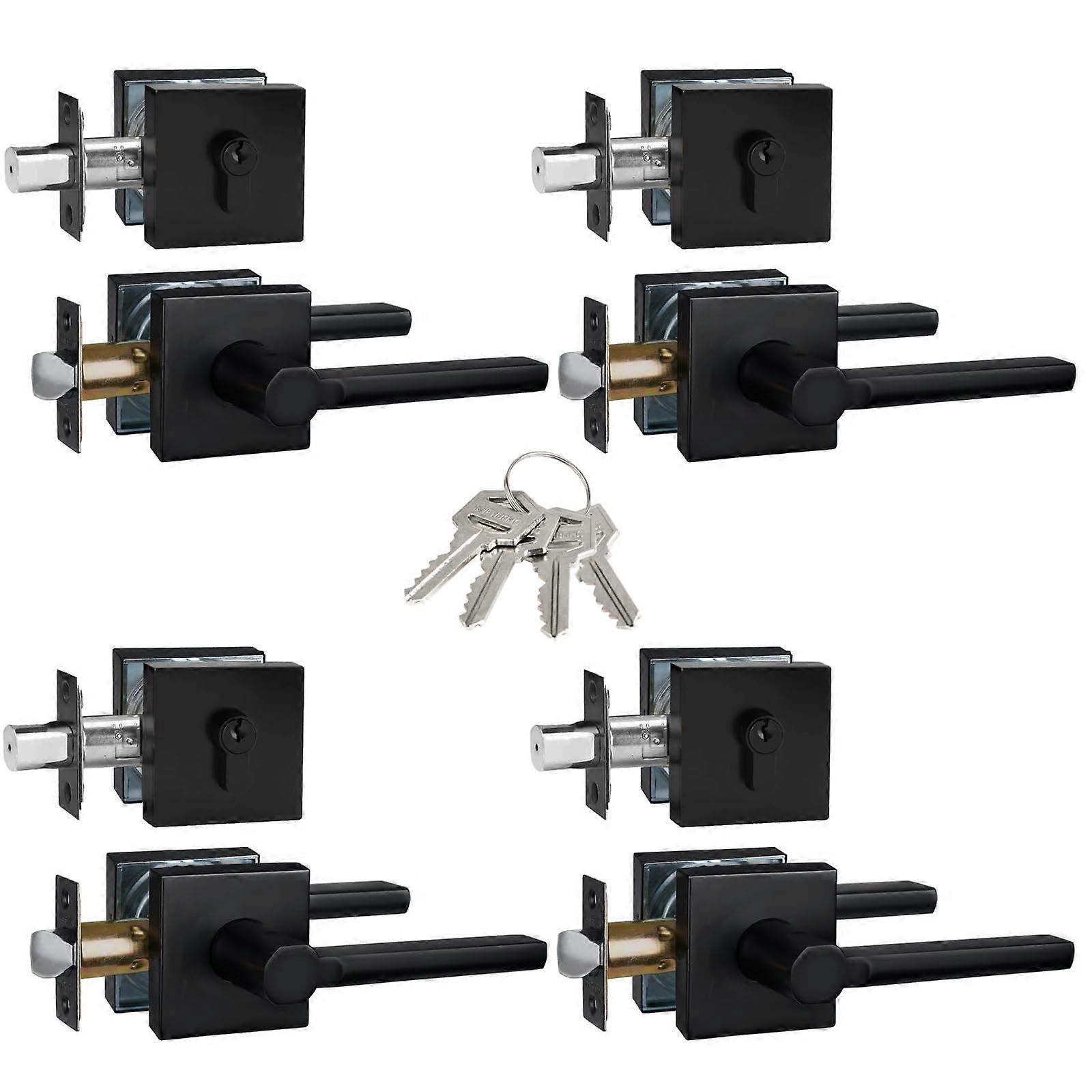 Keyed Alike Door Lock Set with Single Cylinder Deadbolt, Heavy Duty Front Door Handle Combo