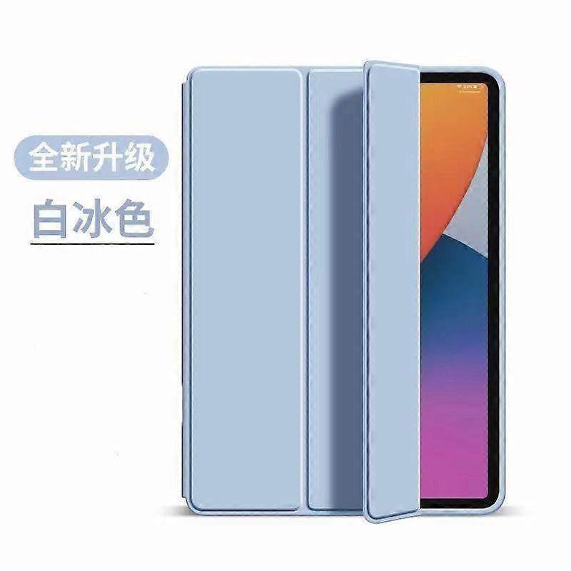 Capa elegante para iPad Pro 2024 de 11 polegadas, em silicone branco e azul gelo, totalmente macia.