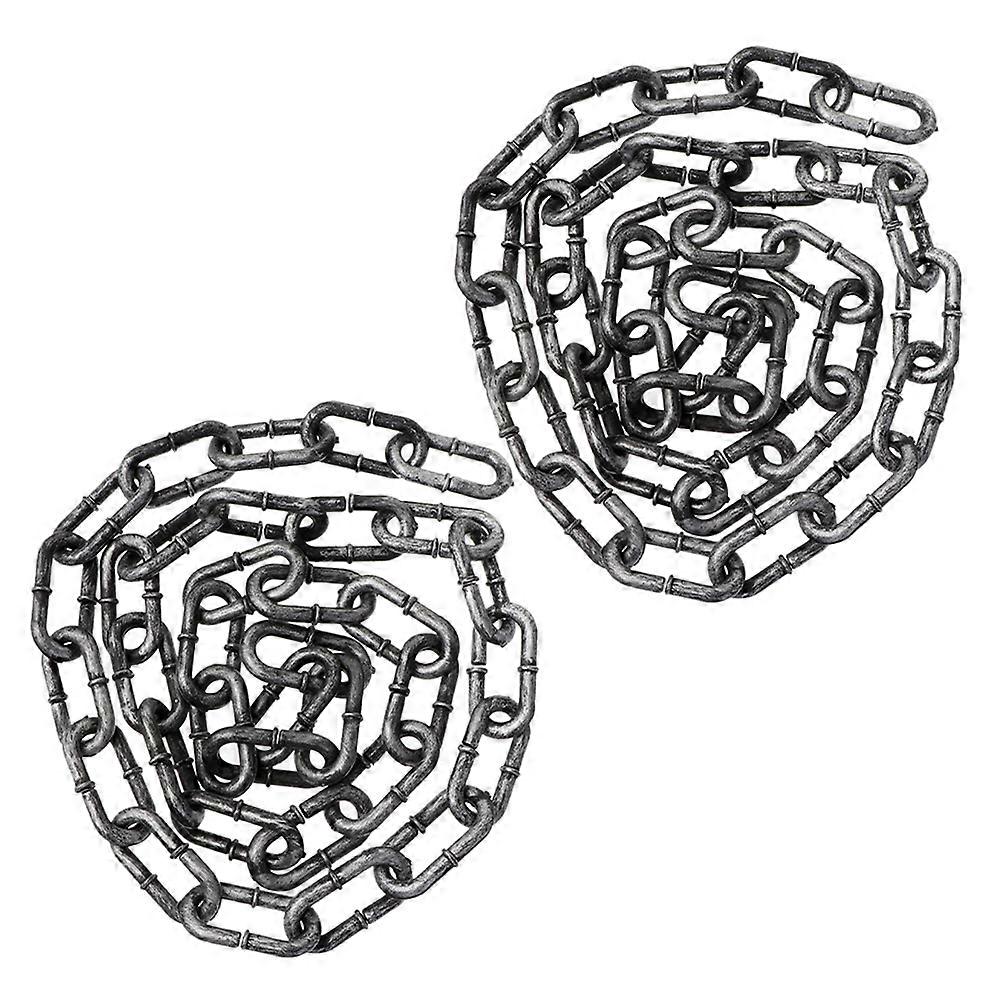 Halloween Party Plastic Prison Chain Realistic Prop 2Pcs Silver