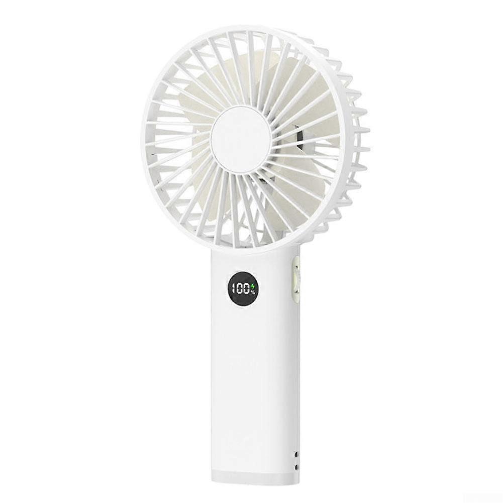 USB Handheld Fan with 100Speed Control, Digital Display and Soft Night Light  White