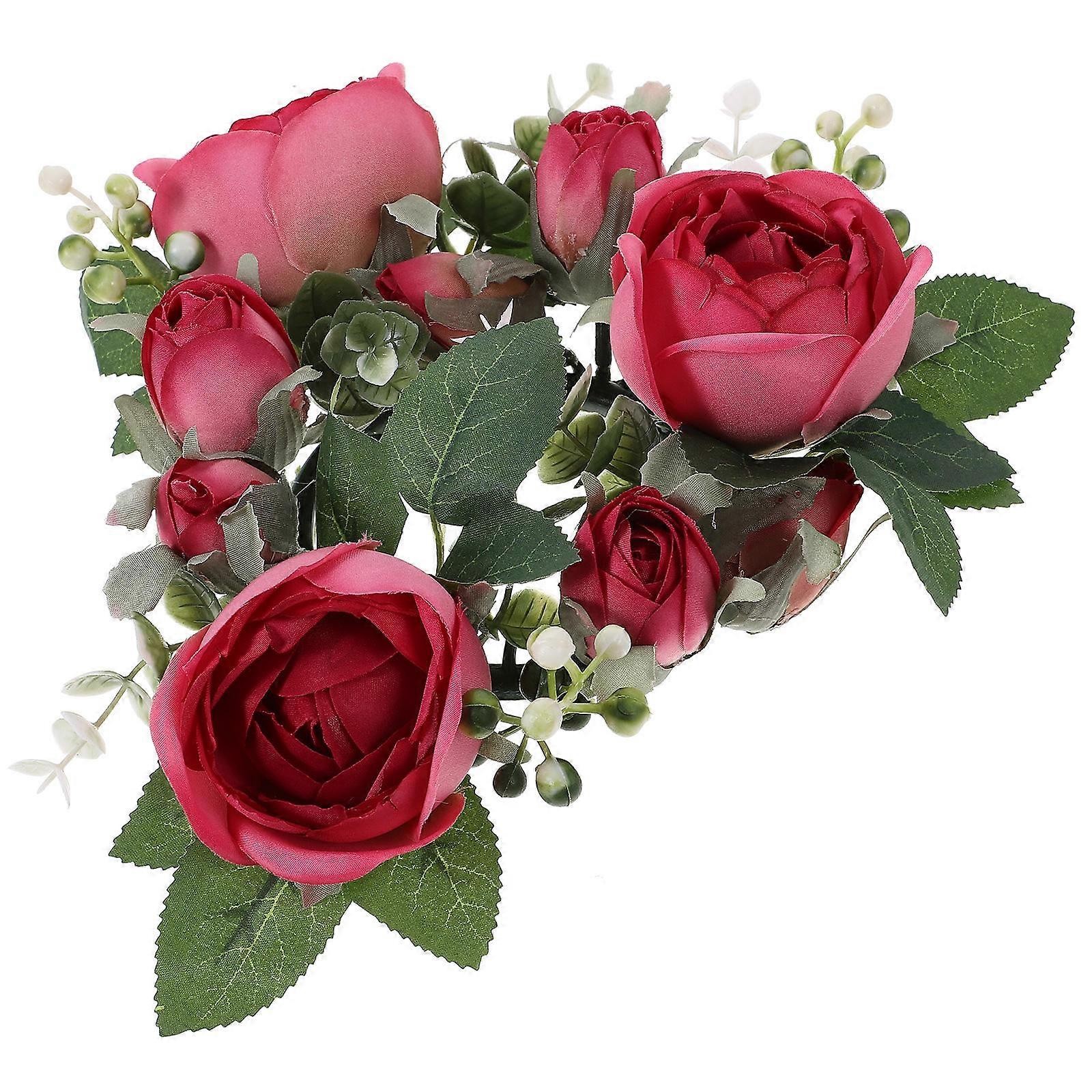 Artificial Flower Candle Ring for Party Decoration Assorted Color