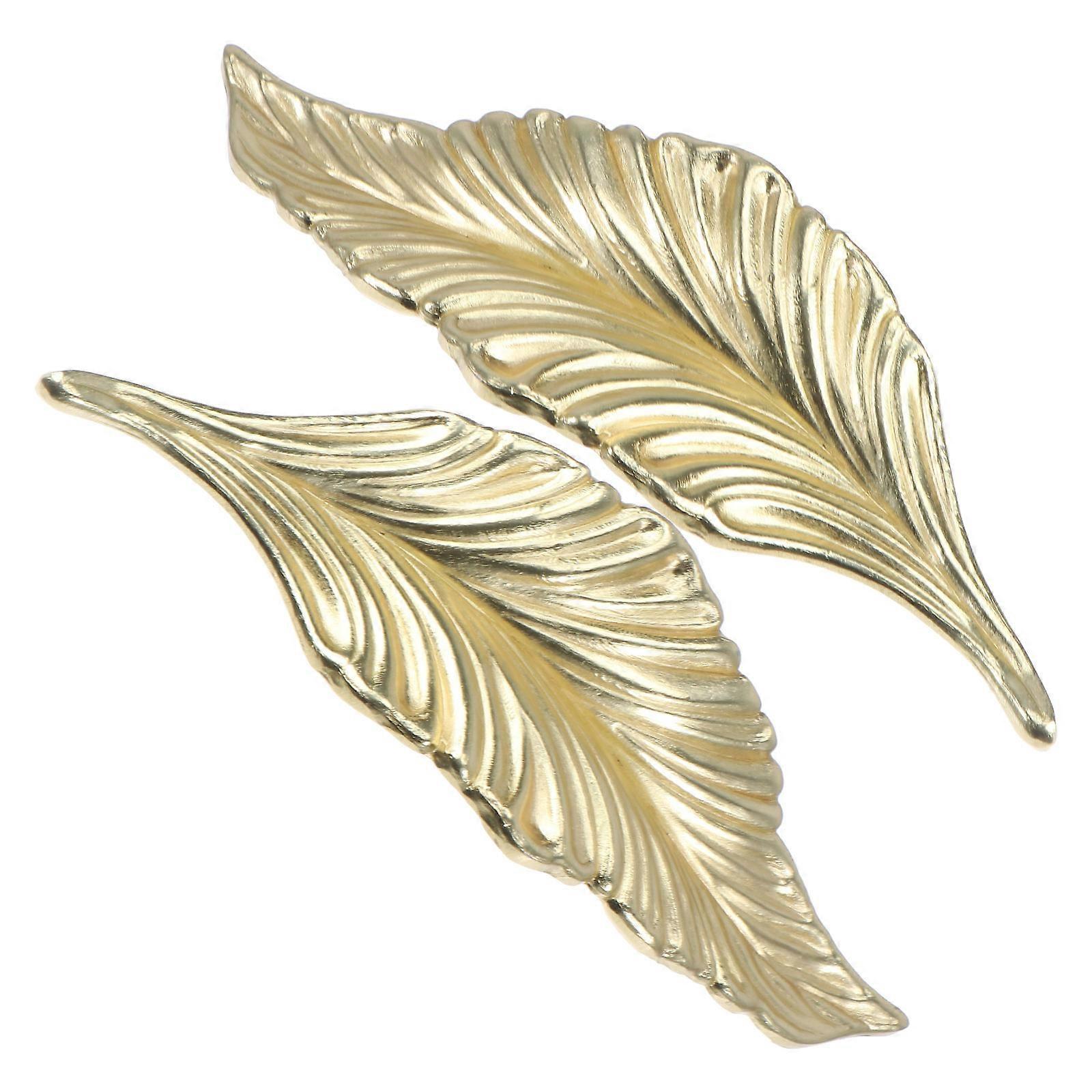 Golden Zinc Alloy Tree Leaf Door Handle for Home Use 2Pcs Creative Pull Ring