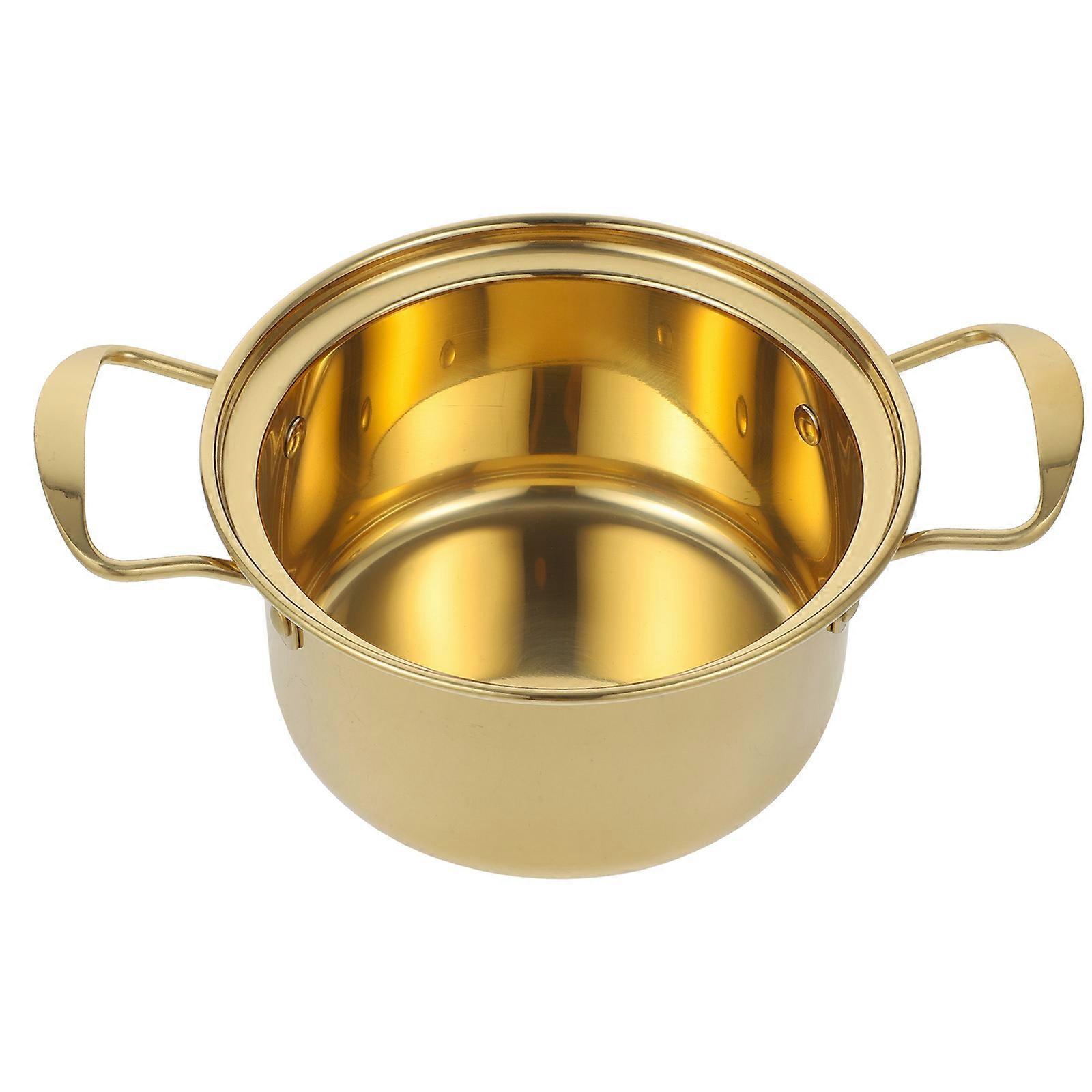 Stainless Steel Hotpot Cooking Pot for Kitchen Use 2Pcs Golden Multi-Function