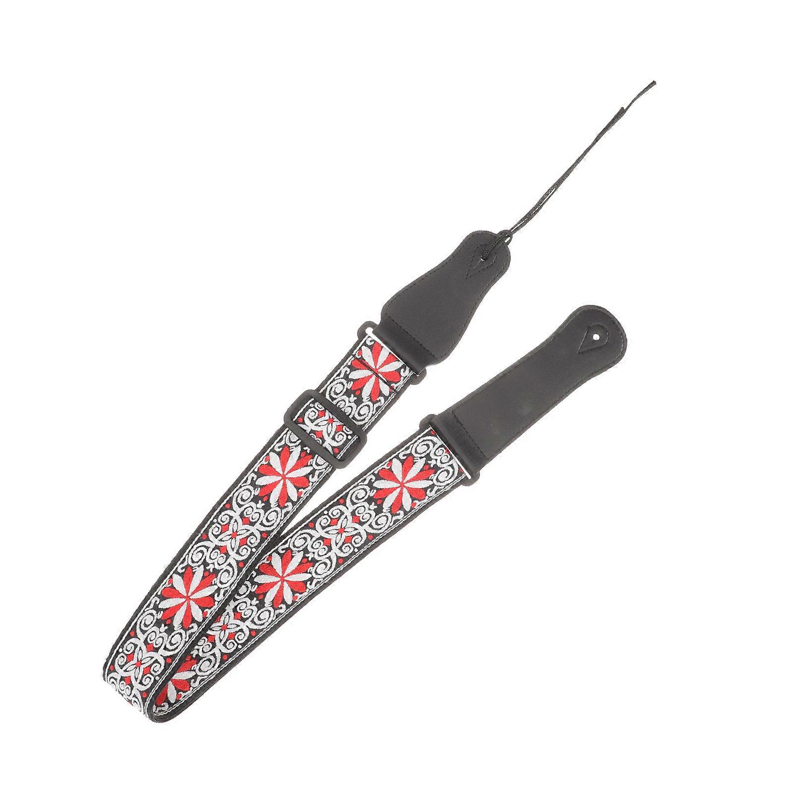 Red Embroidery Guitar Strap for Guitar Replacement Classic Shoulder Strap