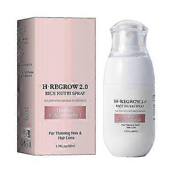 2025 H-regrow 2.0 - Ricrescita dei capelli per donne, H-regrow 2.0 2025 Nuova formula, Spray nutriente al riso per la ricrescita dei capelli, Capelli più lunghi e folti, con biotina e caffè
