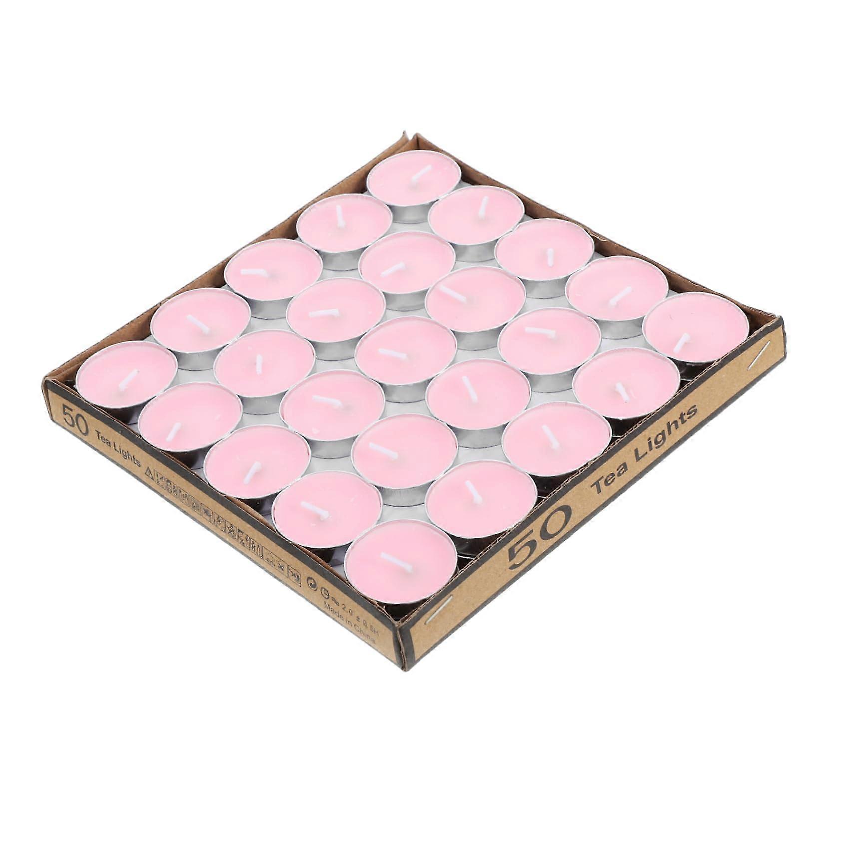 50Pcs Romantic Tealight Candles Bulk for Wedding Dinner Table Centerpieces Clean Burning Round