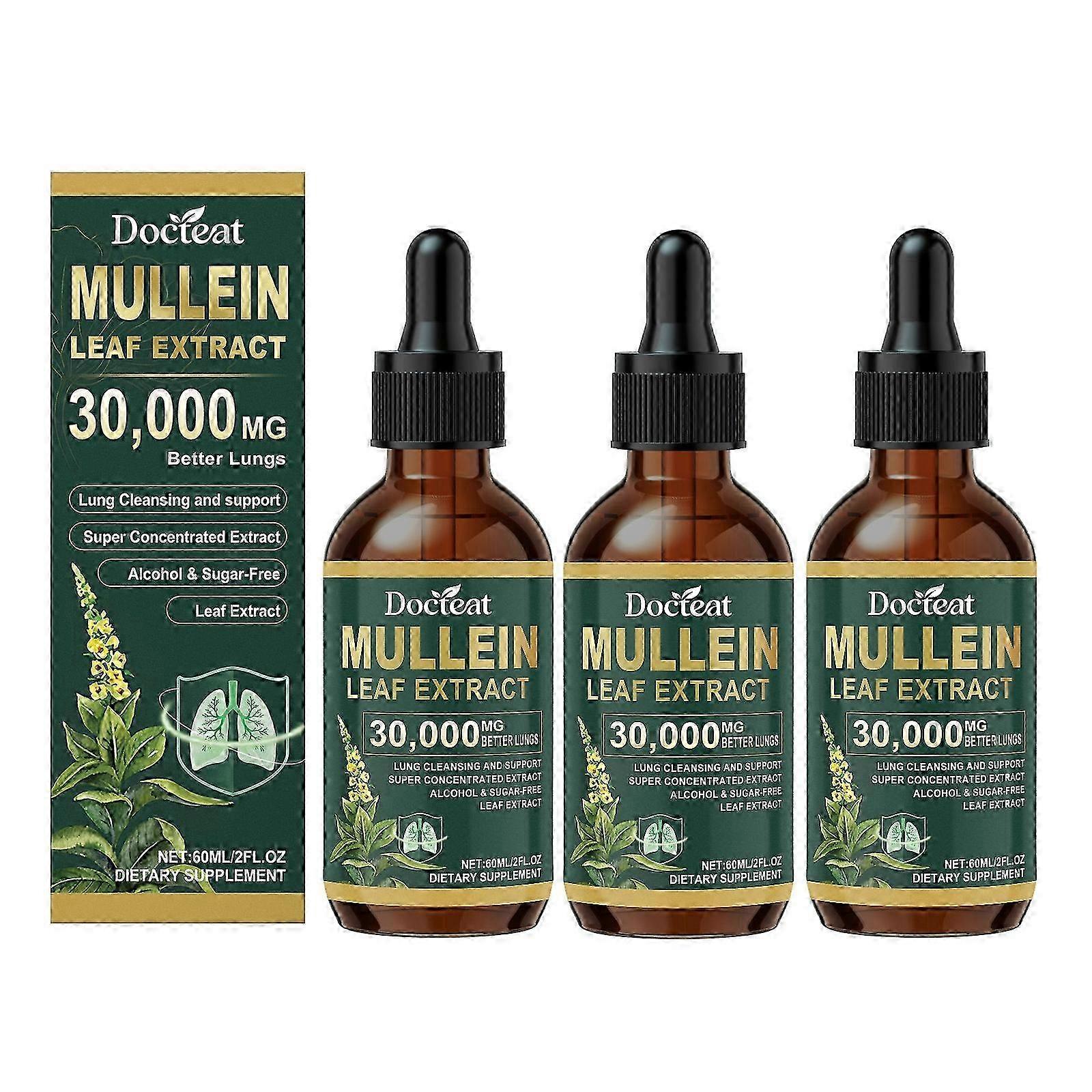 3x Natural Mullein Extract Lung Cleansing Drops Lung Purification Detoxification Boost Immunity