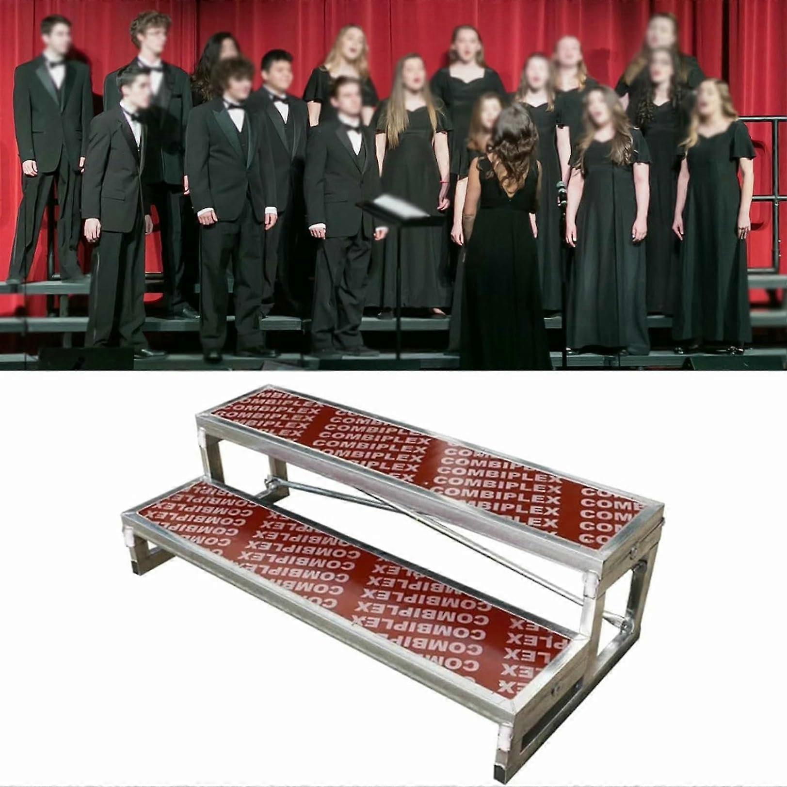 Choir Risers 2 Tier Folding Stage Platform with NonSlip Waterproof Surface and Steel Frame