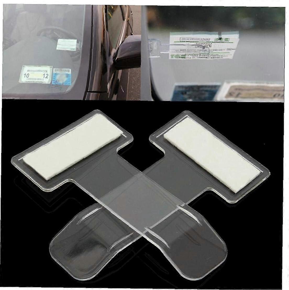 2 Pcs Transparent Car Windshield Ticket Holder with Adhesive Mount for Parking Permits