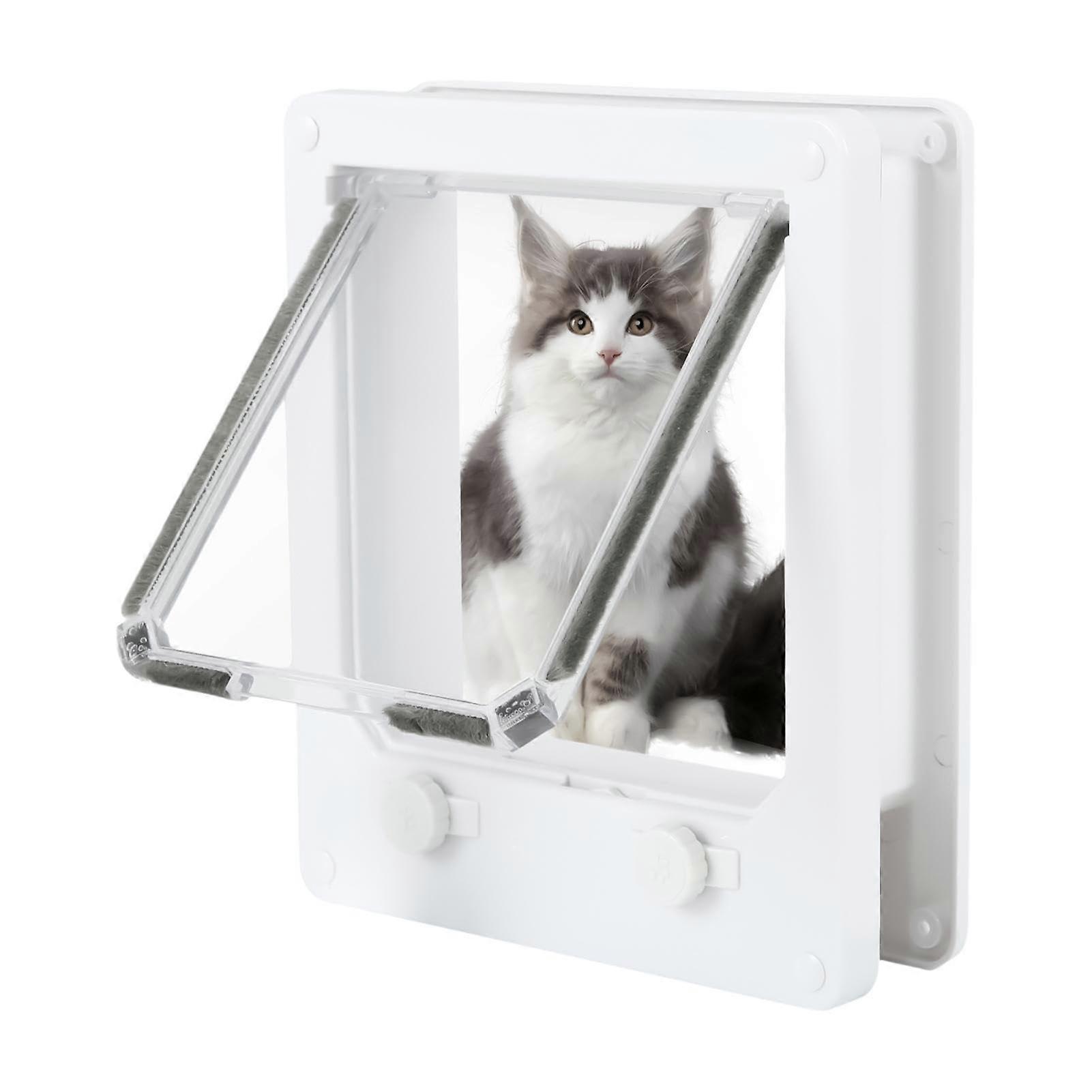 Interior Cat Door with FourWay Locking Flap for Walls and MultiPet Access Control, White