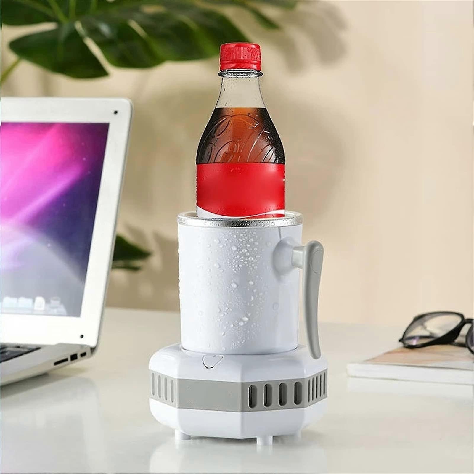 Portable Beverage Cooler Cup with Rapid Cooling, Quiet Operation, Sunken Design, White UK Plug