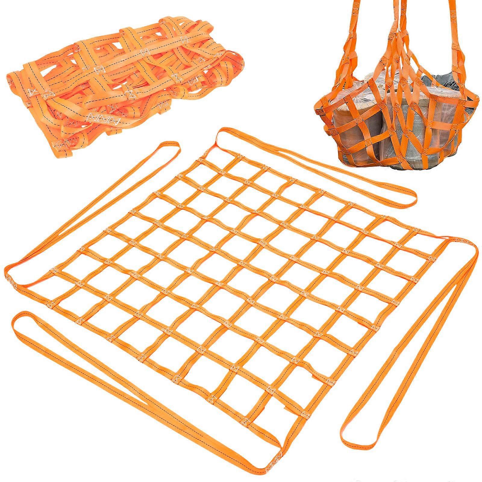 Cargo Hoisting Net 1x1M Polyester Lifting Net 300KG Load Capacity with Straps for Construction