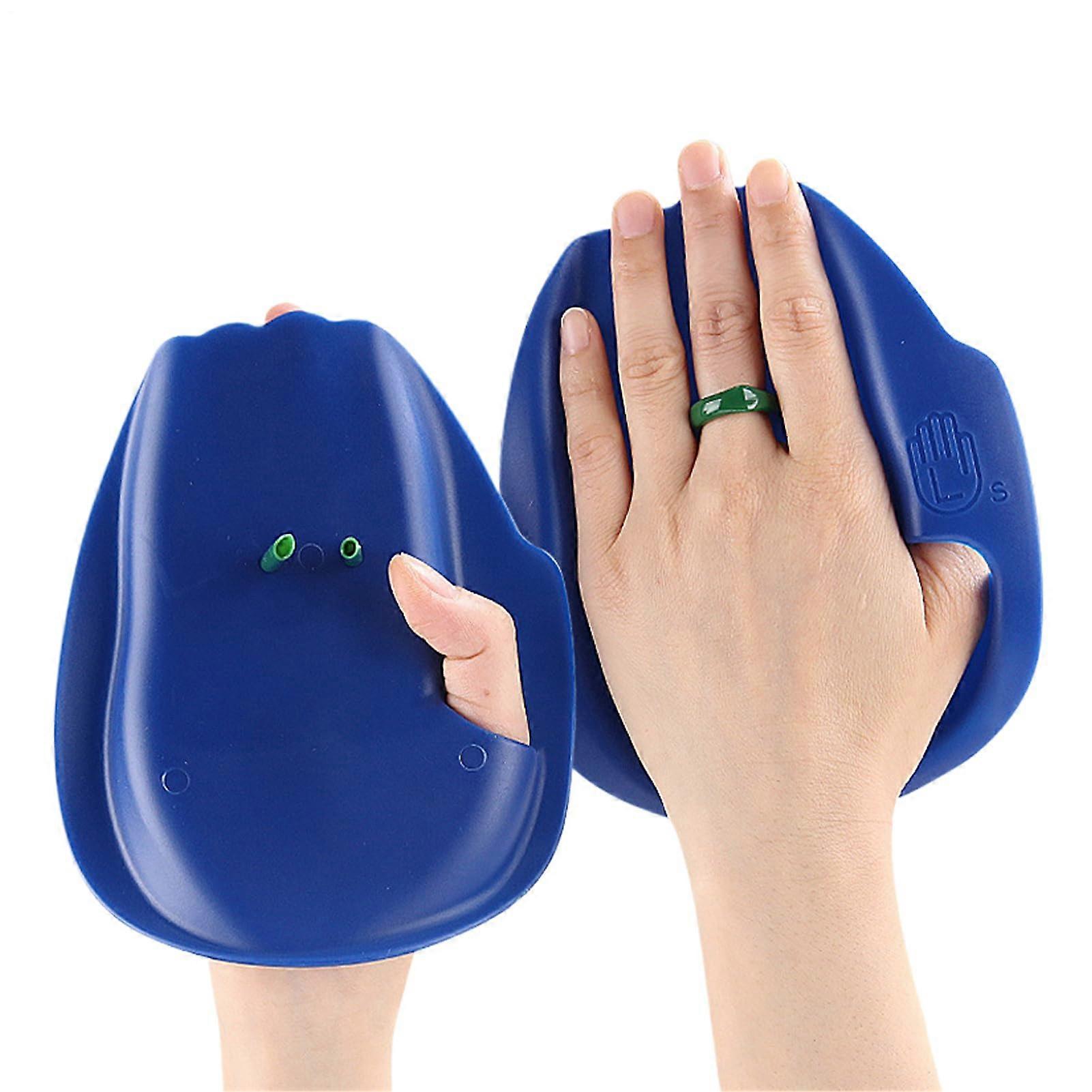 Swimming Hand Paddles PVC Ergonomic Support Adjustable Strap for Beginners Freestyle Training Dark Blue
