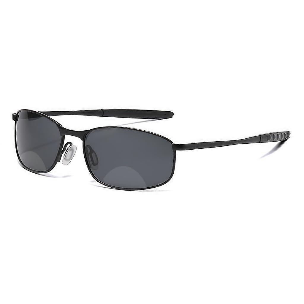 Polarized Bifocal Reading Sunglasses UV400 Sun Protection 2.0x Magnification Black Rectangular Frame