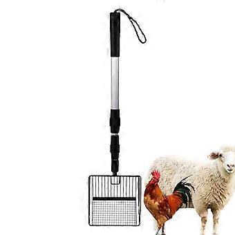 Black Chicken Coop Poop Scoop with Stretchable Litter Sifter and Ergonomic Comfort Grip for Sand