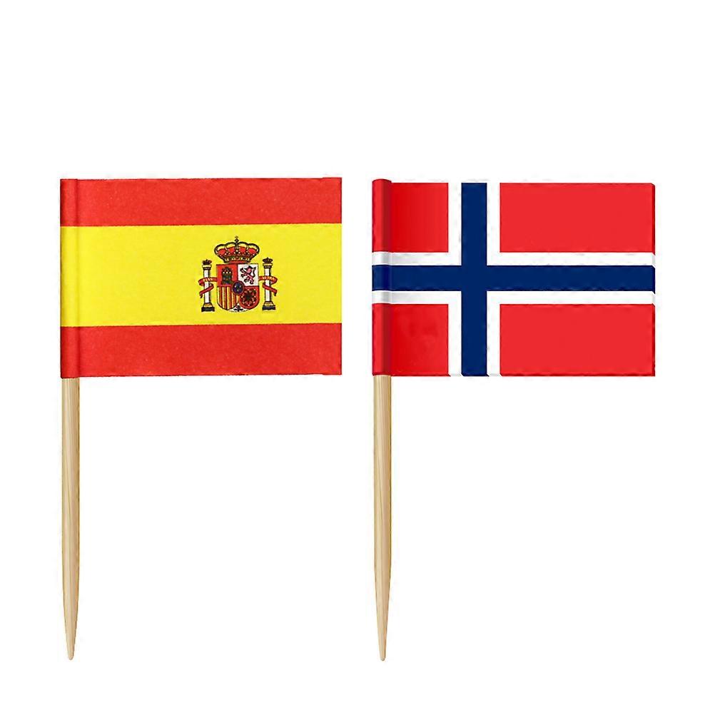 100Pcs Spain Flag Disposable Fruit Picks for Cocktail Decoration