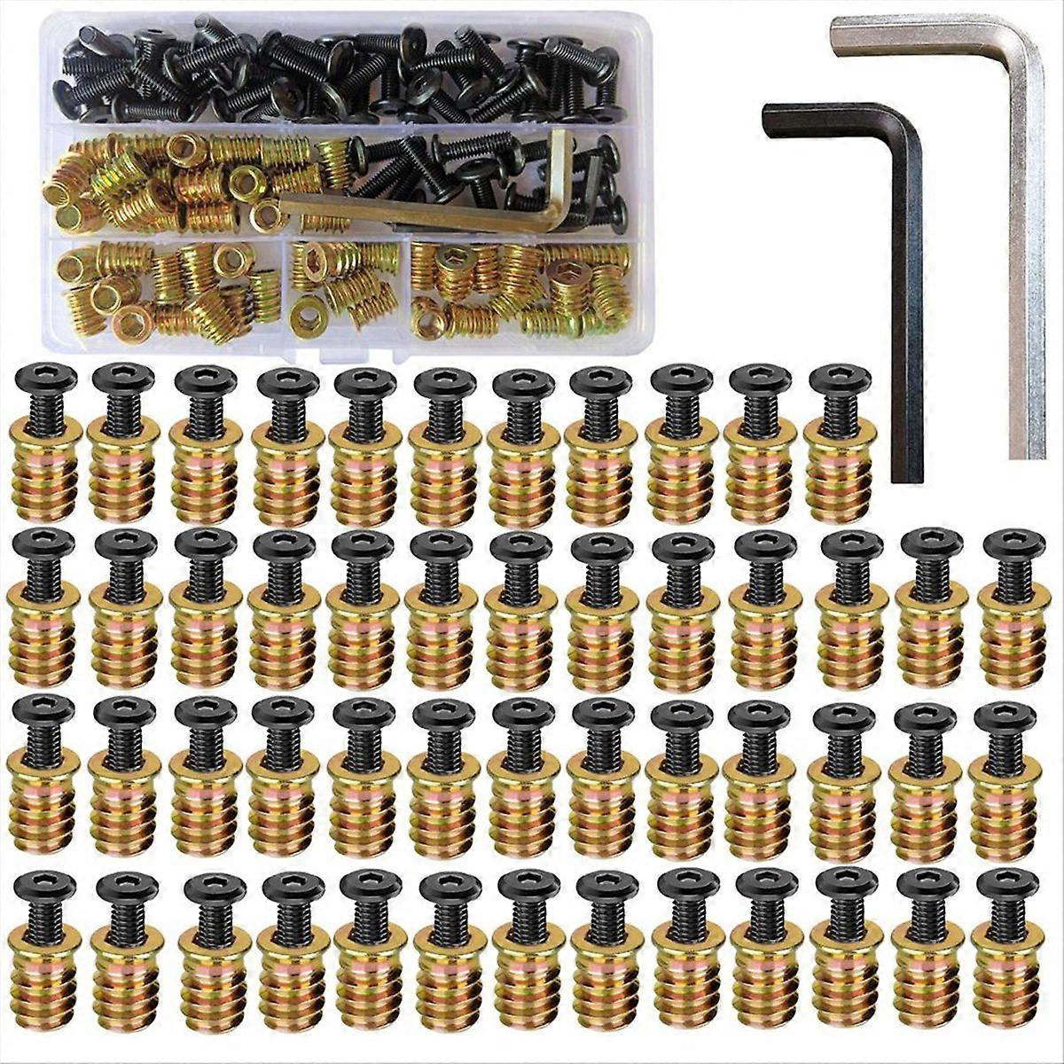 Threaded Inserts Nuts and Flat Head Socket Screws 100-Piece Set