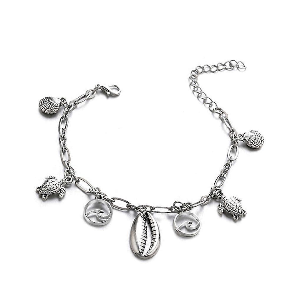 Silver Ankle Bracelet Featuring Shell Charm for Decoration Anklet