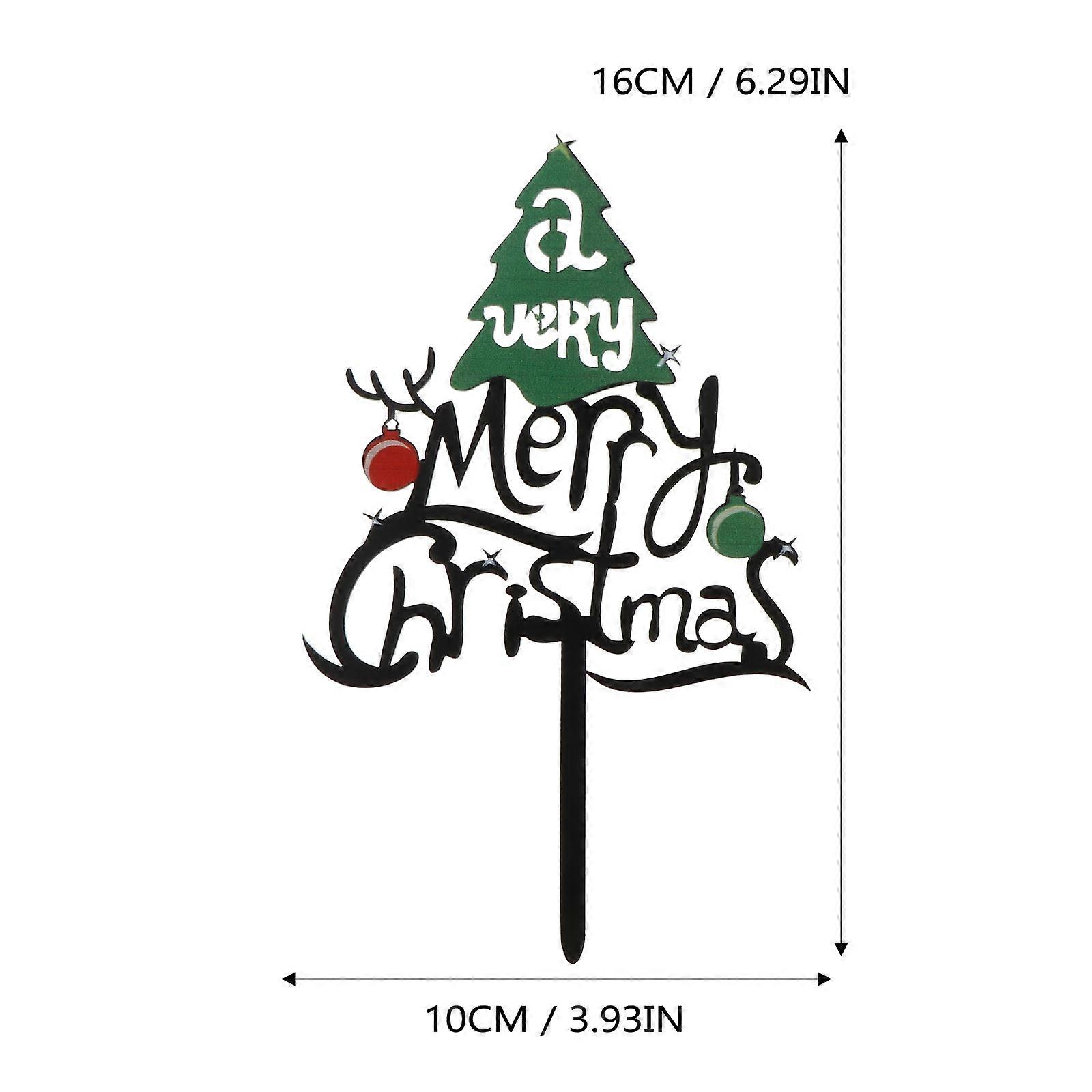 Christmas Tree Insert Sign for Decoration 4Pcs Acrylic Topper