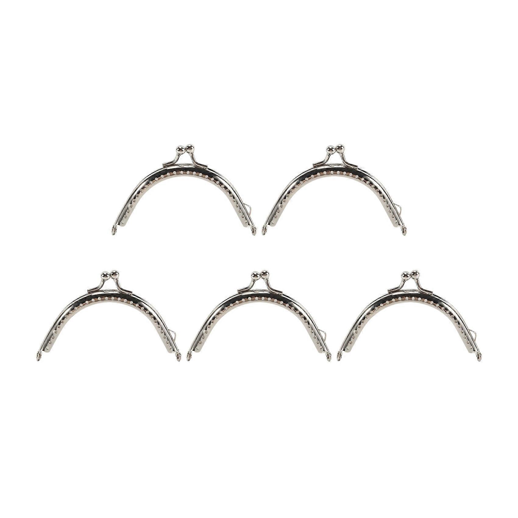 5 Metal Frames Snap Clasp Arch Pattern Coin Style Purse Silver