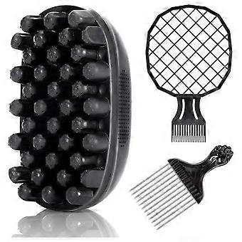 Premium Twist Hair Sponge Brush, Twist Styler Comb Set for Men & Women, Metal Brush Pick and Twist Comb for Afro, Curly