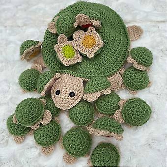 Crochet Turtle Toy Memory Matching Game Set with 1 Large and 6 Small Handmade Plush Turtles