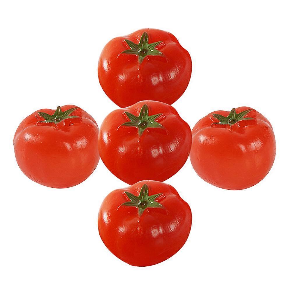 Mini Simulation Tomato Decor Model for Home 5Pcs Red PVC Artificial