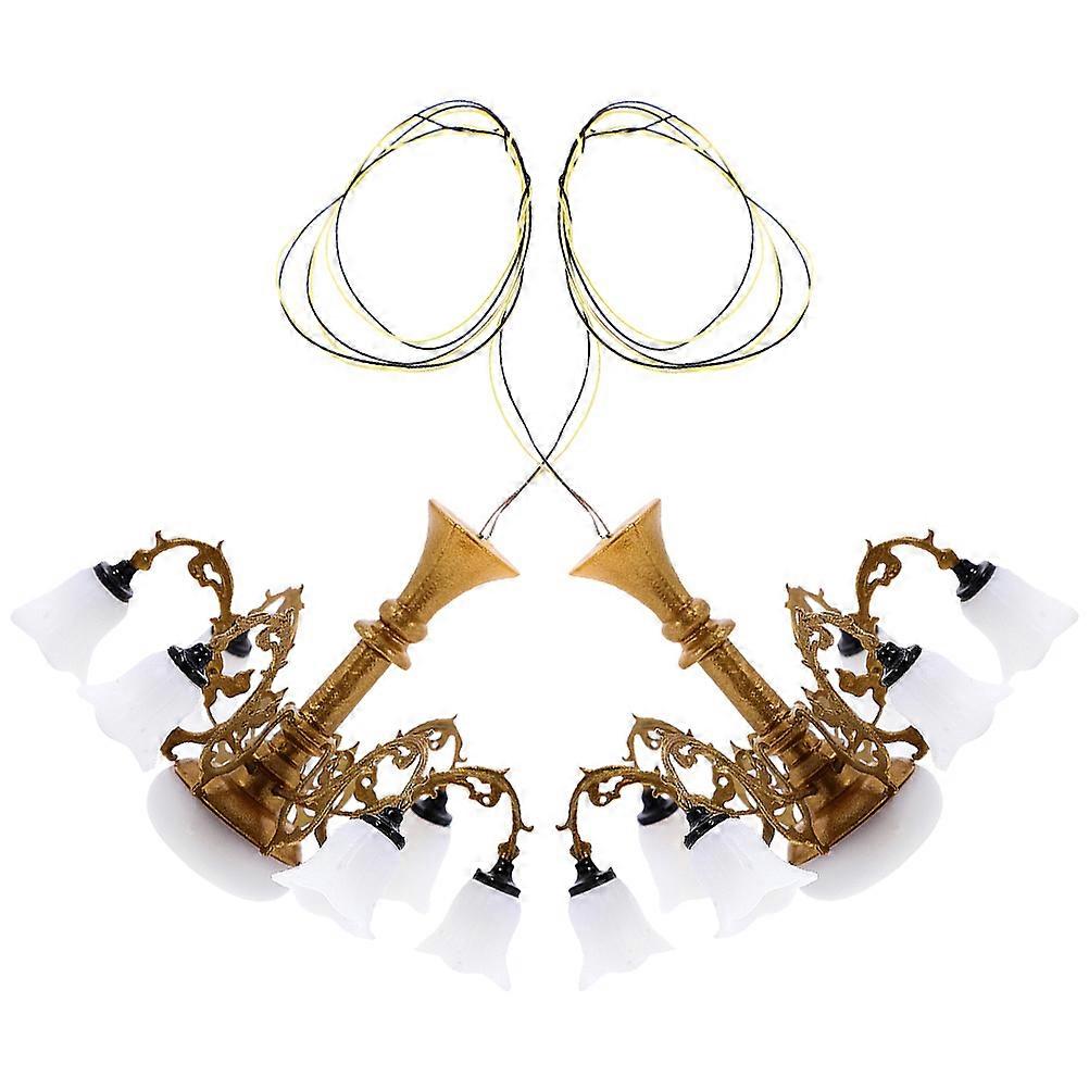 2pcs Miniature Model Chandelier Tiny House Ceiling Lamp Sand Table Ceiling Light Model