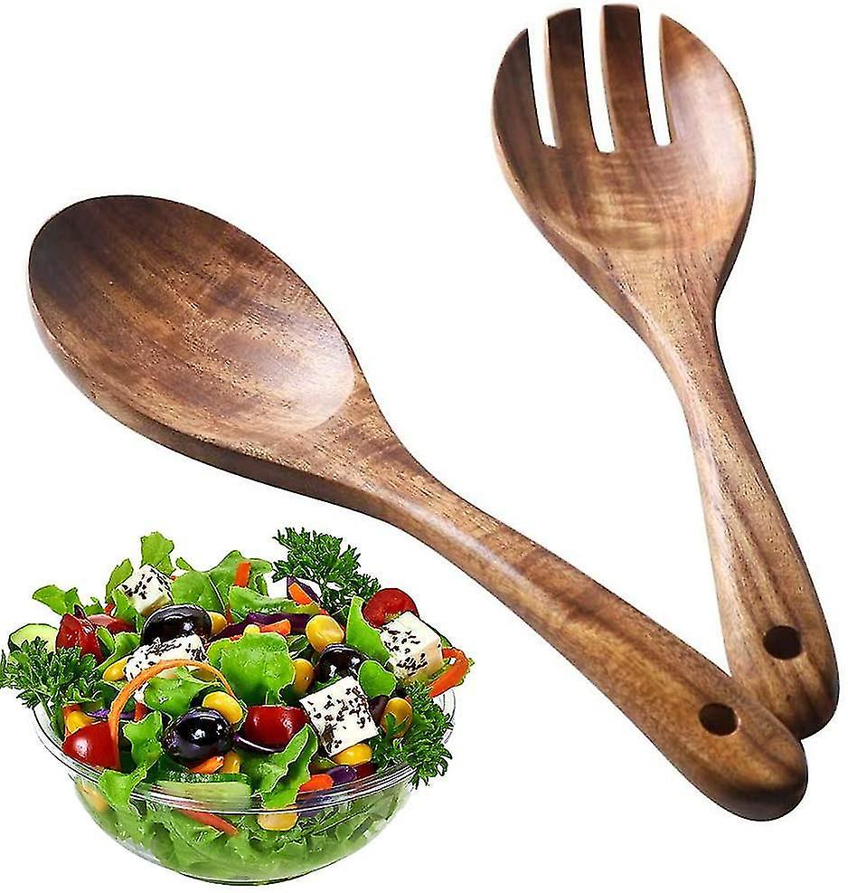 Wooden Spoon Fork Salad Fork Spoon Kitchen Tool 2 Pc Set Spoons