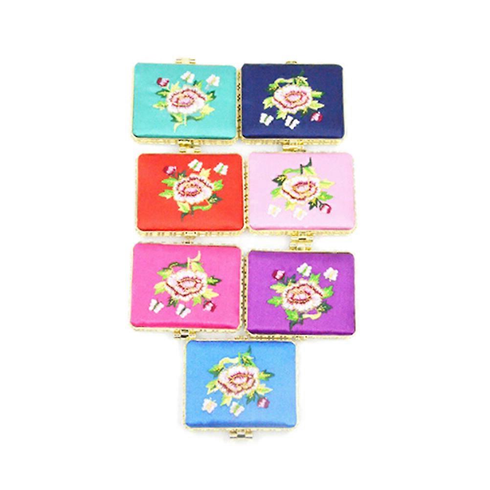 Mini Mirror Square Compact Embroidered Design for Daily Use 2Pcs