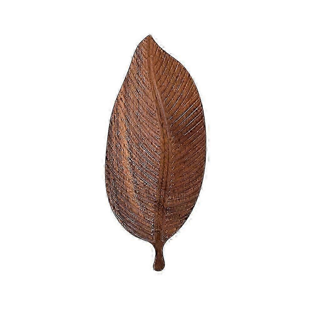Brown Solid Wood Leaf Snack Dish for Serving Creative Household Use Plate